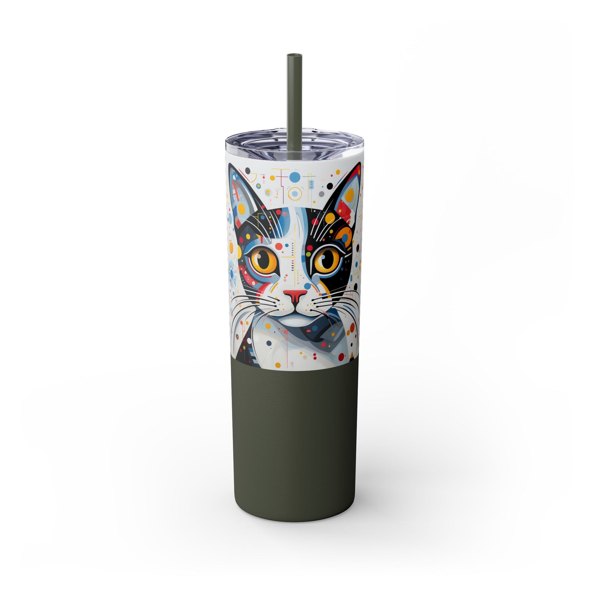 Cat's Playful Whimsy Limited Edition 20 oz Geometric Art Tumbler: 