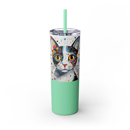 Cat's Playful Whimsy Limited Edition 20 oz Geometric Art Tumbler: 