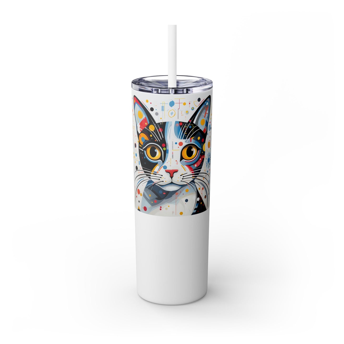 Cat's Playful Whimsy Limited Edition 20 oz Geometric Art Tumbler: 