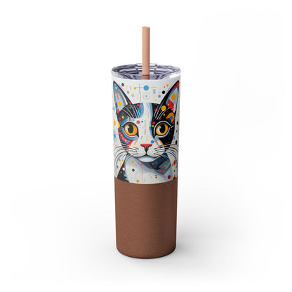 Cat's Playful Whimsy Limited Edition 20 oz Geometric Art Tumbler: 