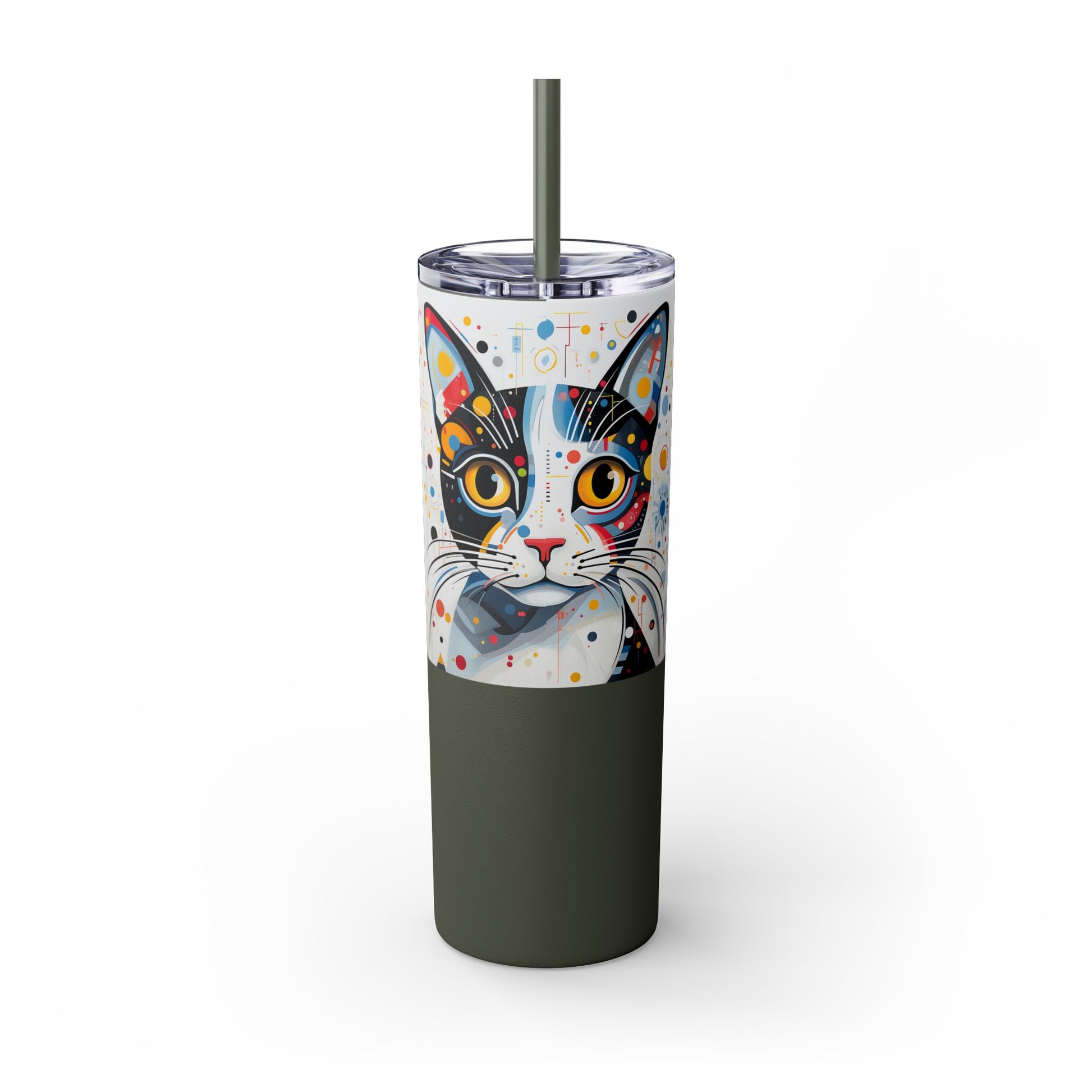 Cat's Playful Whimsy Limited Edition 20 oz Geometric Art Tumbler: 