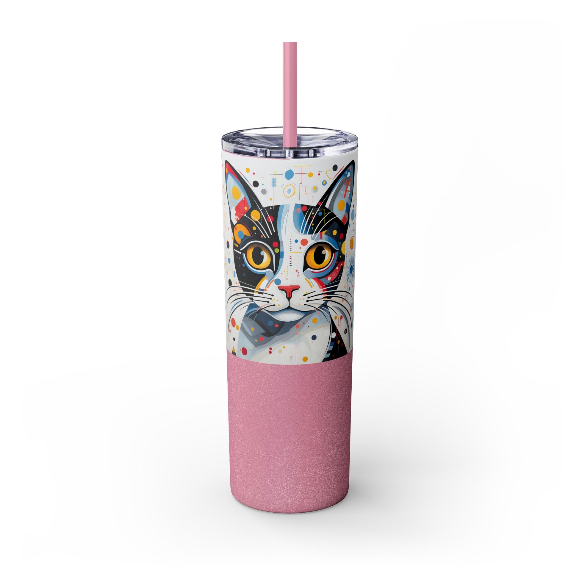 Cat's Playful Whimsy Limited Edition 20 oz Geometric Art Tumbler: 