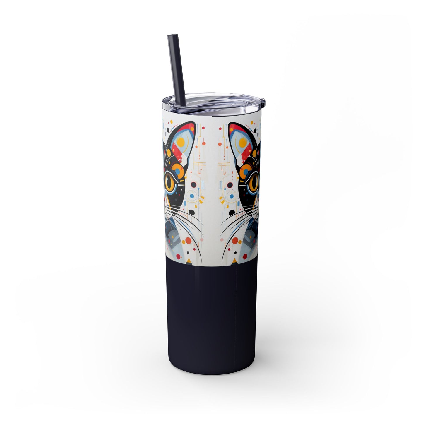 Cat's Playful Whimsy Limited Edition 20 oz Geometric Art Tumbler: 