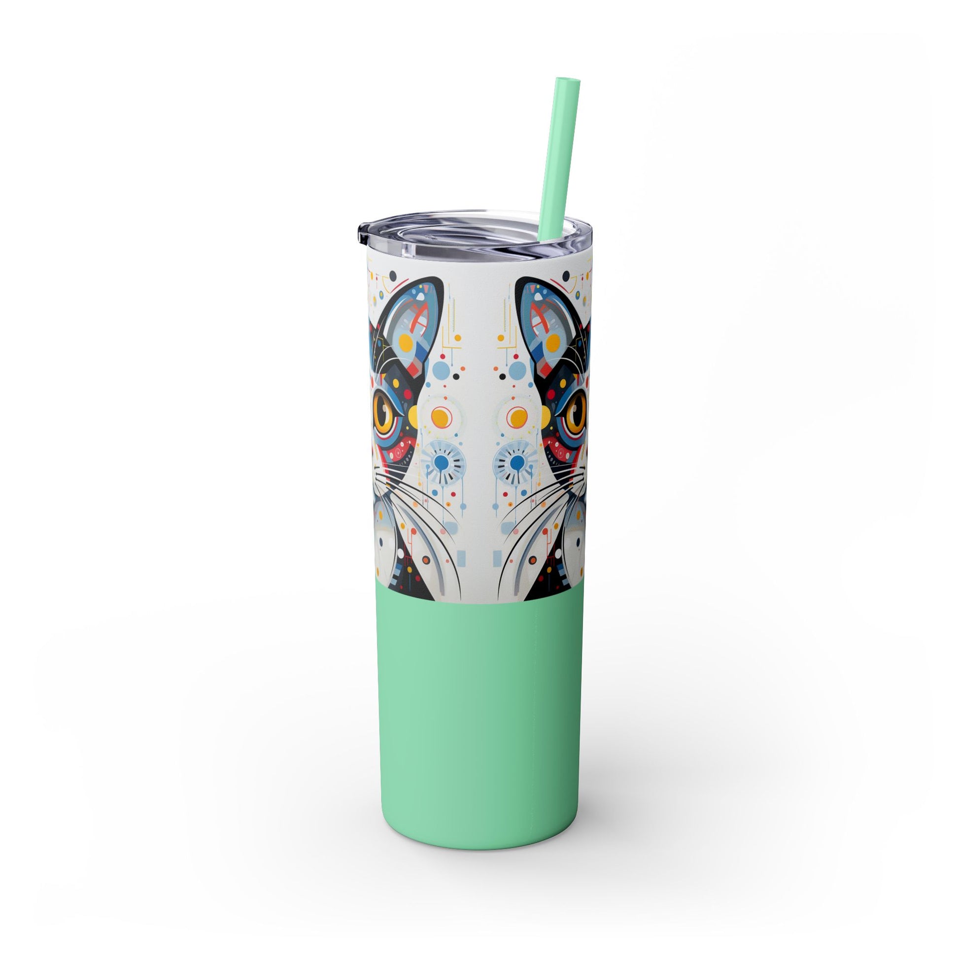 Cat's Playful Whimsy Limited Edition 20 oz Geometric Art Tumbler: 