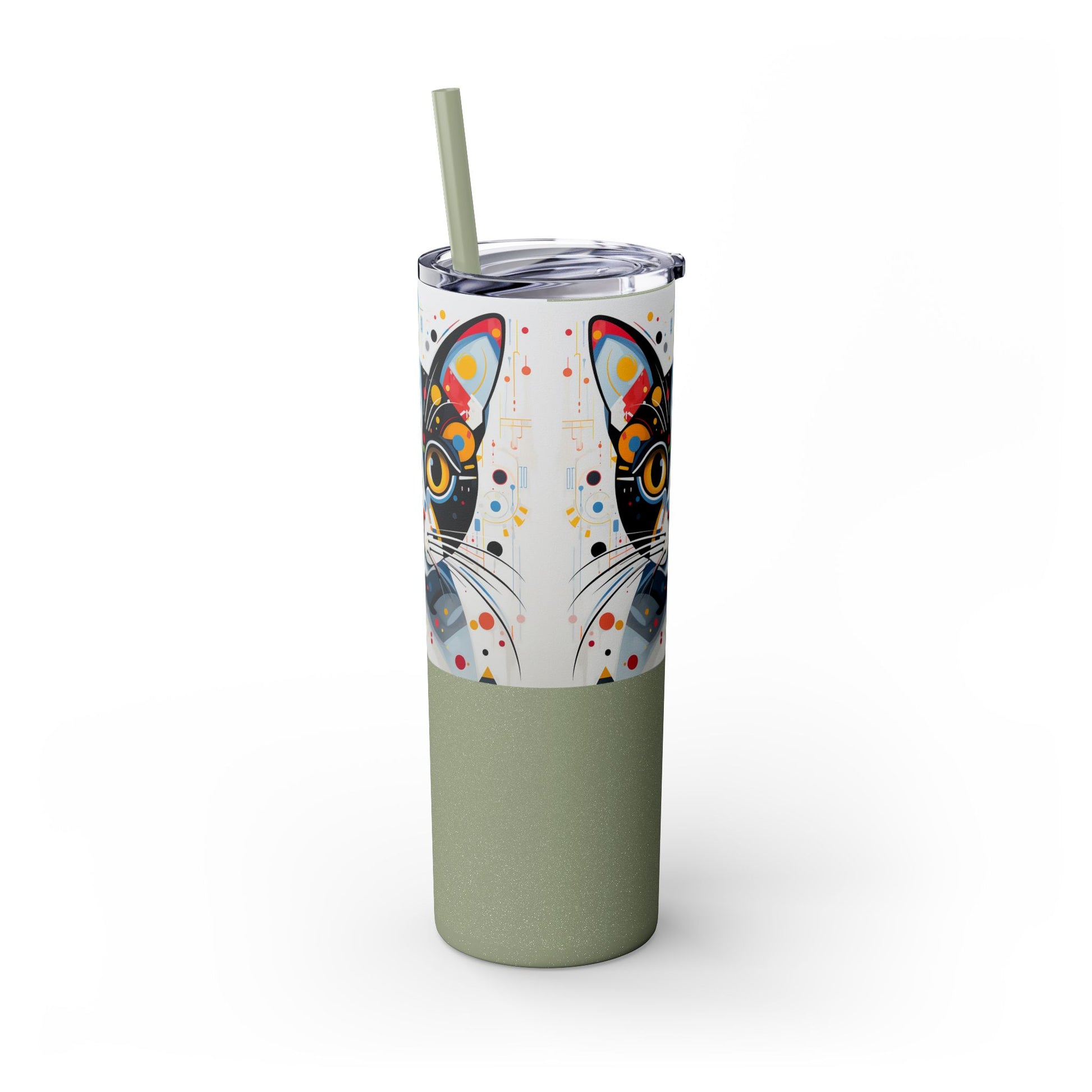 Cat's Playful Whimsy Limited Edition 20 oz Geometric Art Tumbler: 