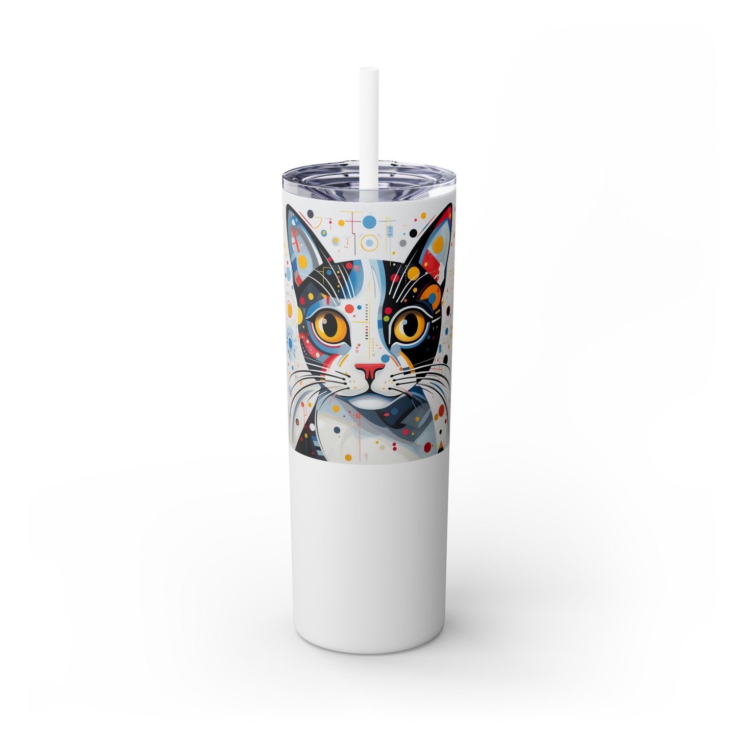 Cat's Playful Whimsy Limited Edition 20 oz Geometric Art Tumbler: 