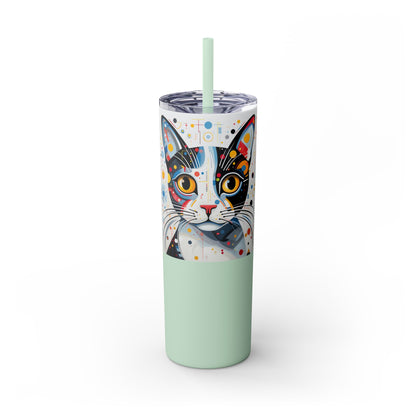 Cat's Playful Whimsy Limited Edition 20 oz Geometric Art Tumbler: 