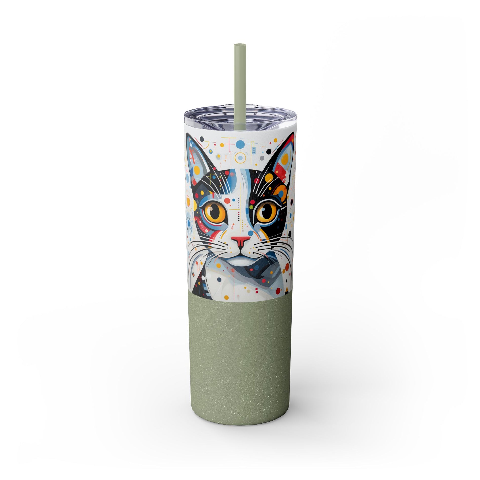 Cat's Playful Whimsy Limited Edition 20 oz Geometric Art Tumbler: 