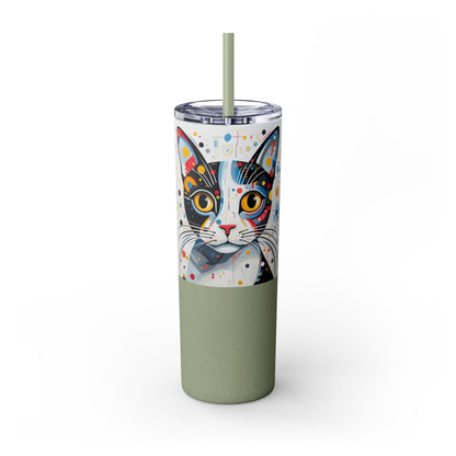 Cat's Playful Whimsy Limited Edition 20 oz Geometric Art Tumbler: 