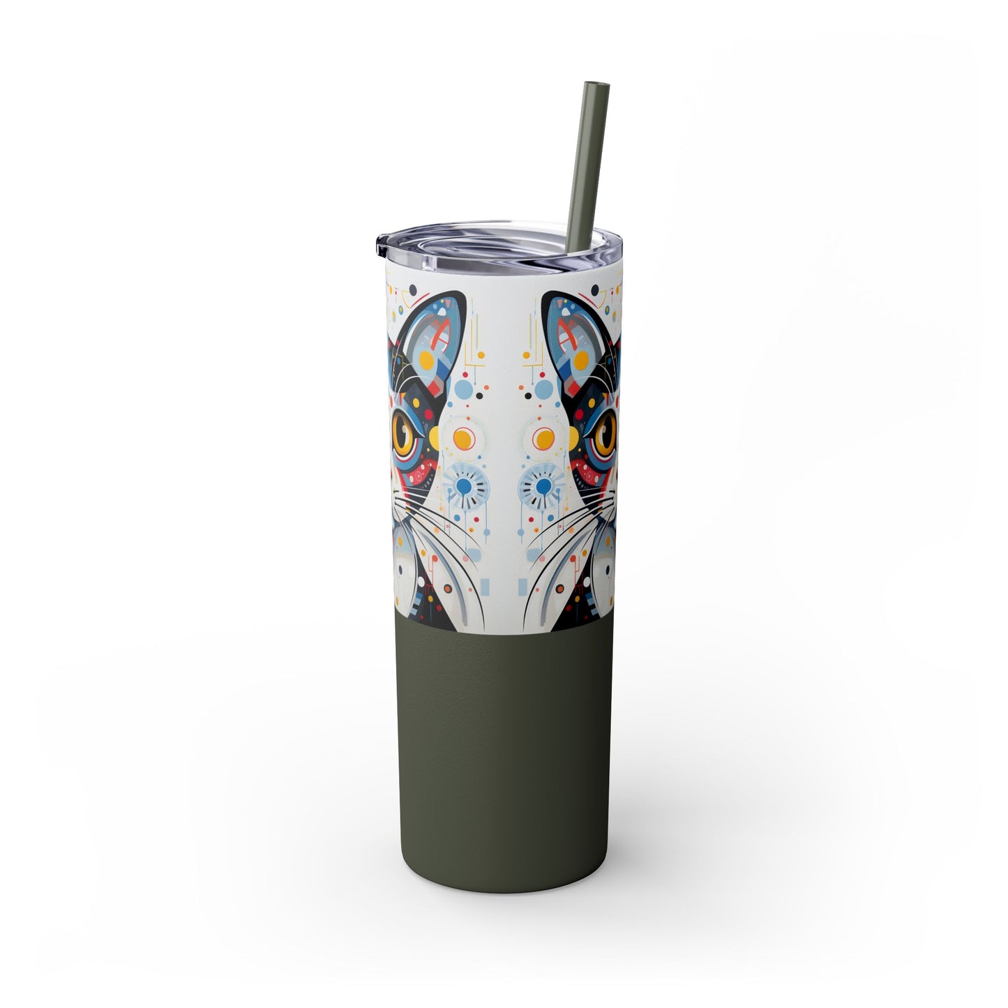 Cat's Playful Whimsy Limited Edition 20 oz Geometric Art Tumbler: 