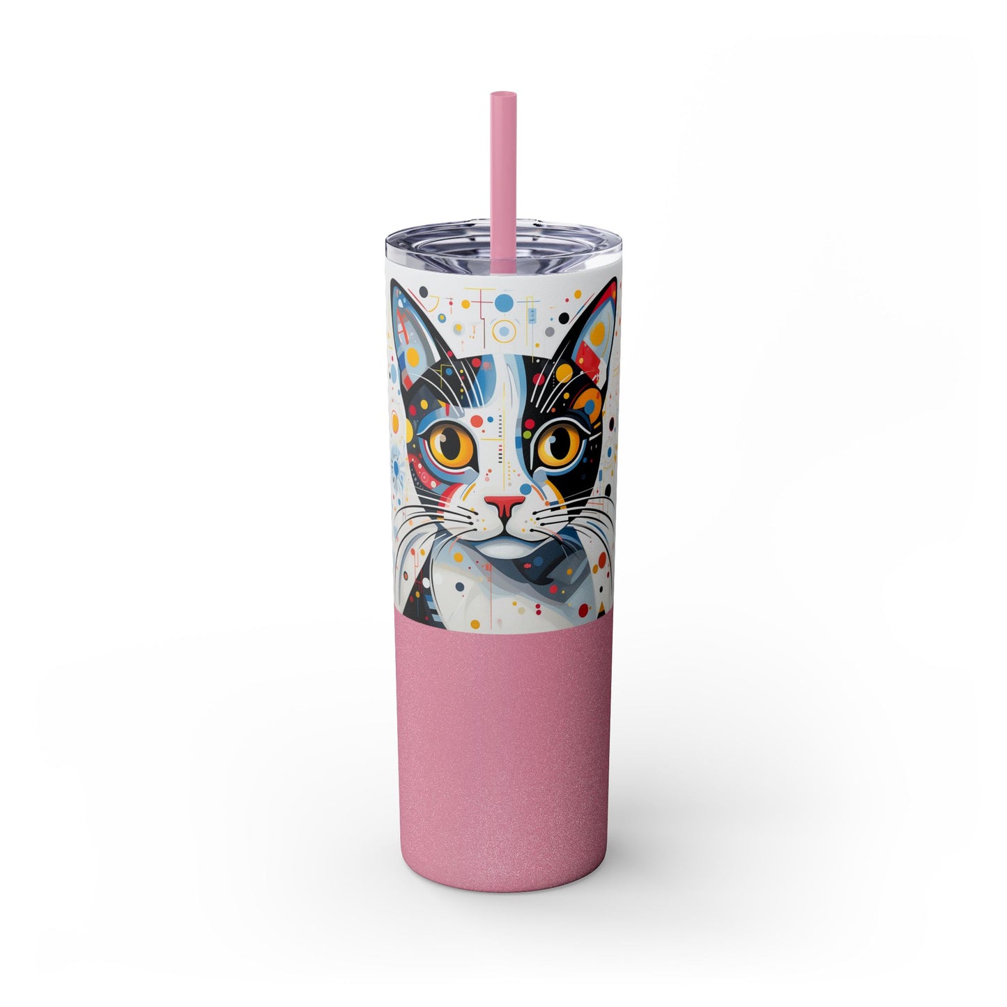 Cat's Playful Whimsy Limited Edition 20 oz Geometric Art Tumbler: 