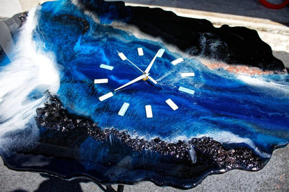 Deep Blue Geode Wall Clock - EKK Candle Art