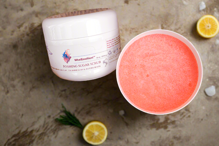 Foaming Lemongrass Geranium Sugar Scrub with Pink Clay - EKK Candle Art