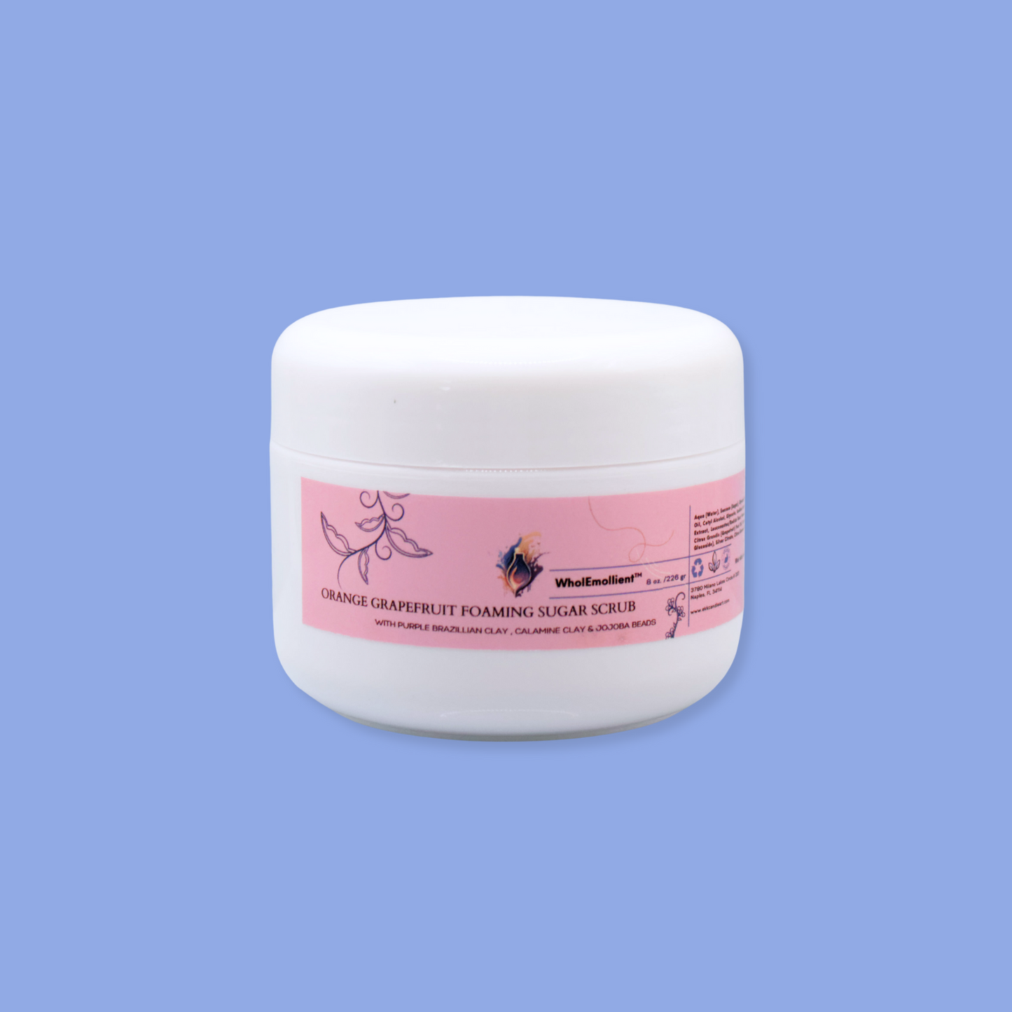 Foaming Lemongrass Geranium Sugar Scrub with Pink Clay 